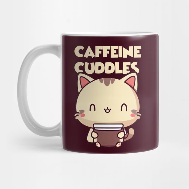 Caffeine & Cuddles - Cat Drinking Coffee by Patternora